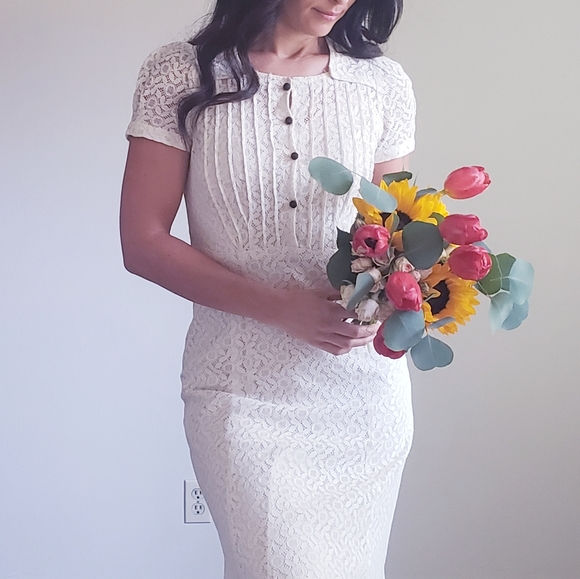 unbranded Dresses & Skirts - 1930s 1940s White Cream Vintage Lace Dress